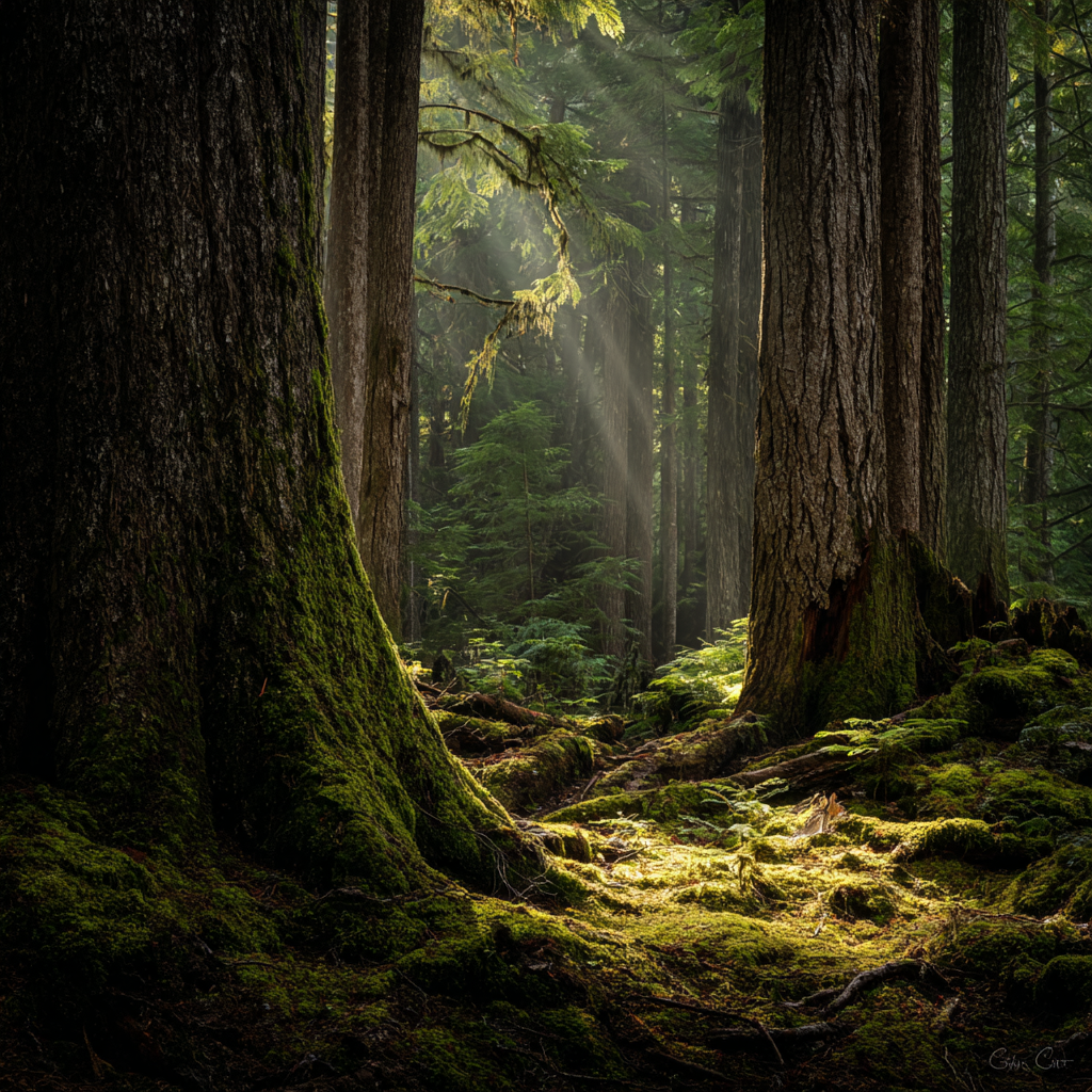 The interior of an old-growth forest