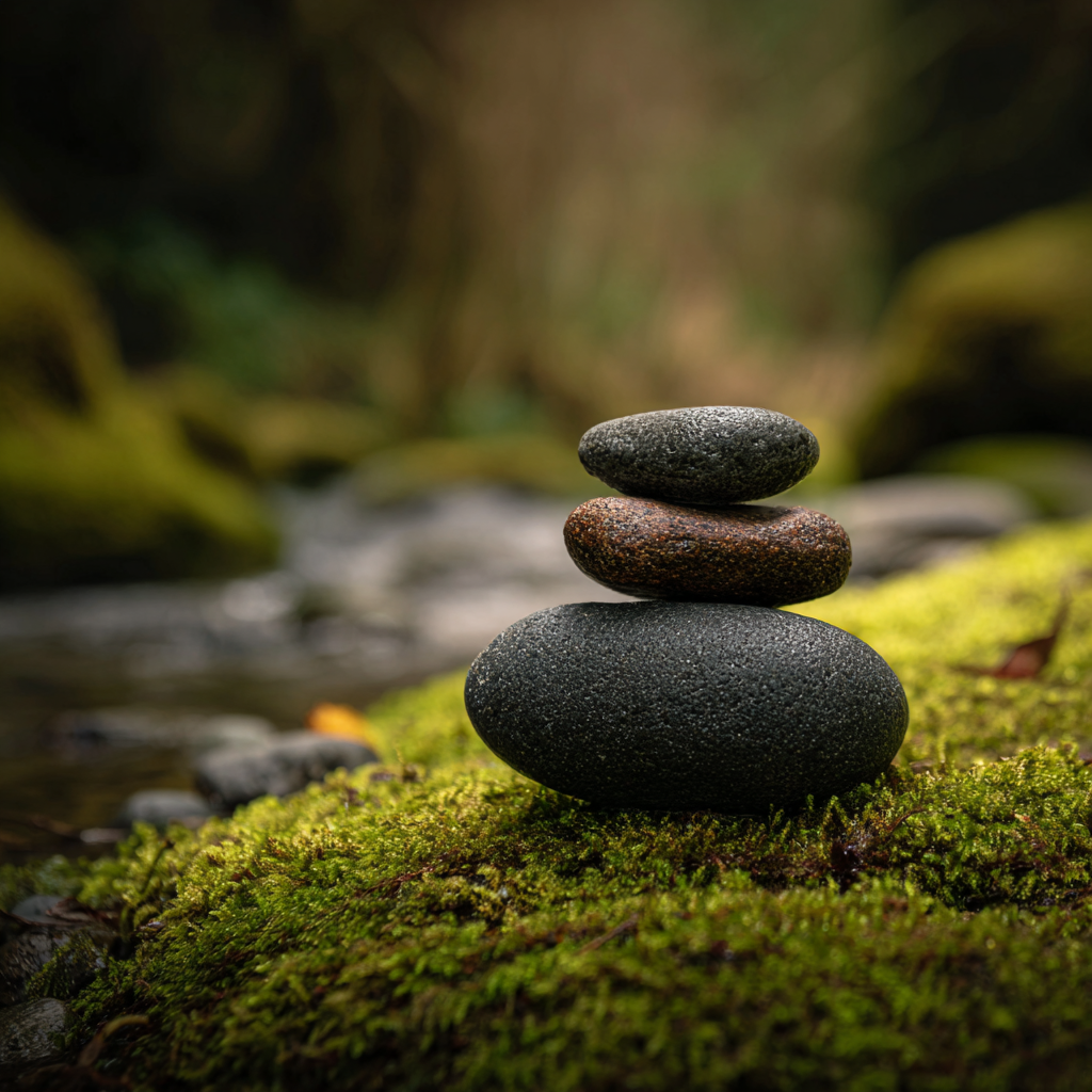 Healing — hands, stone, and plant